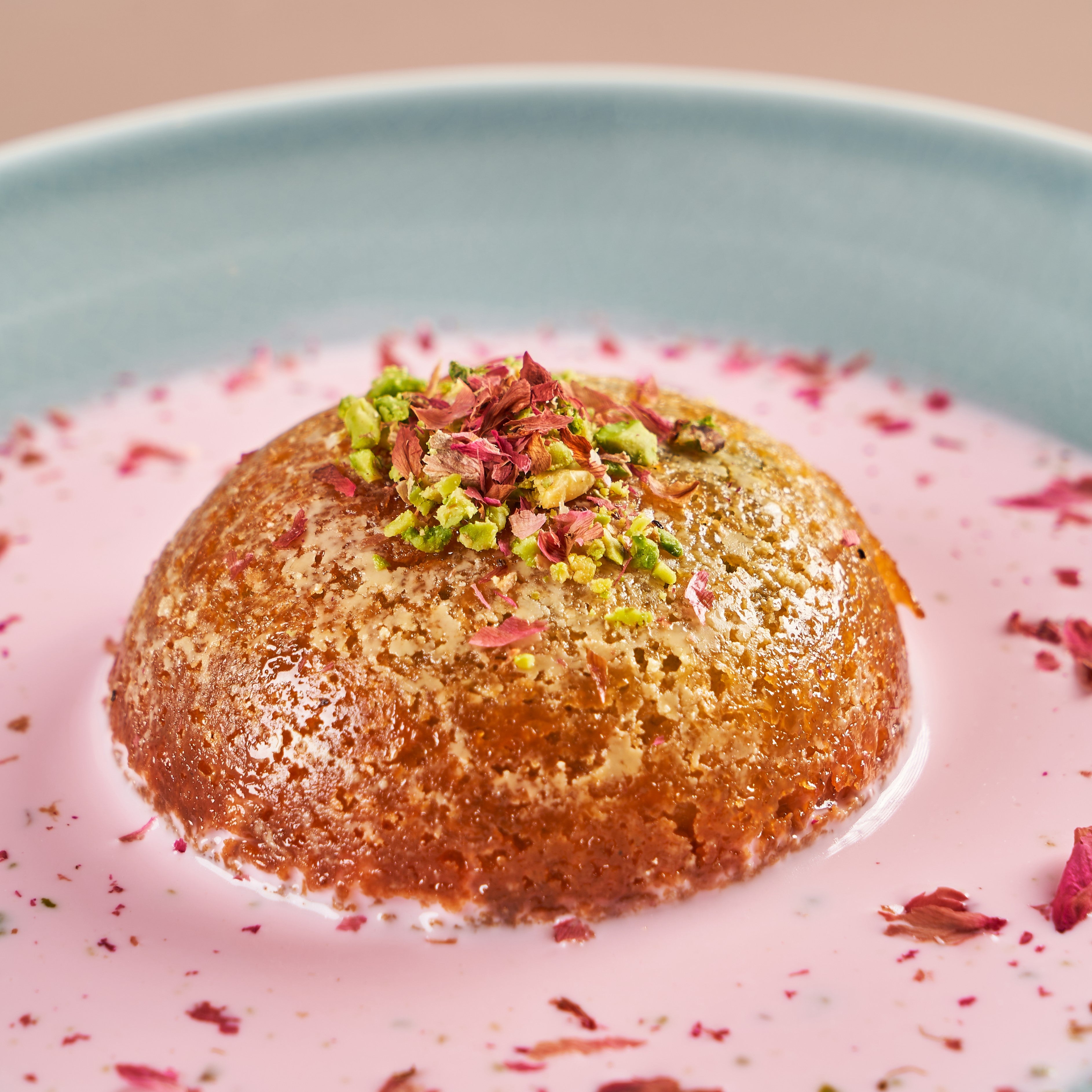 Pistachio Basbouseh & Rose Milk